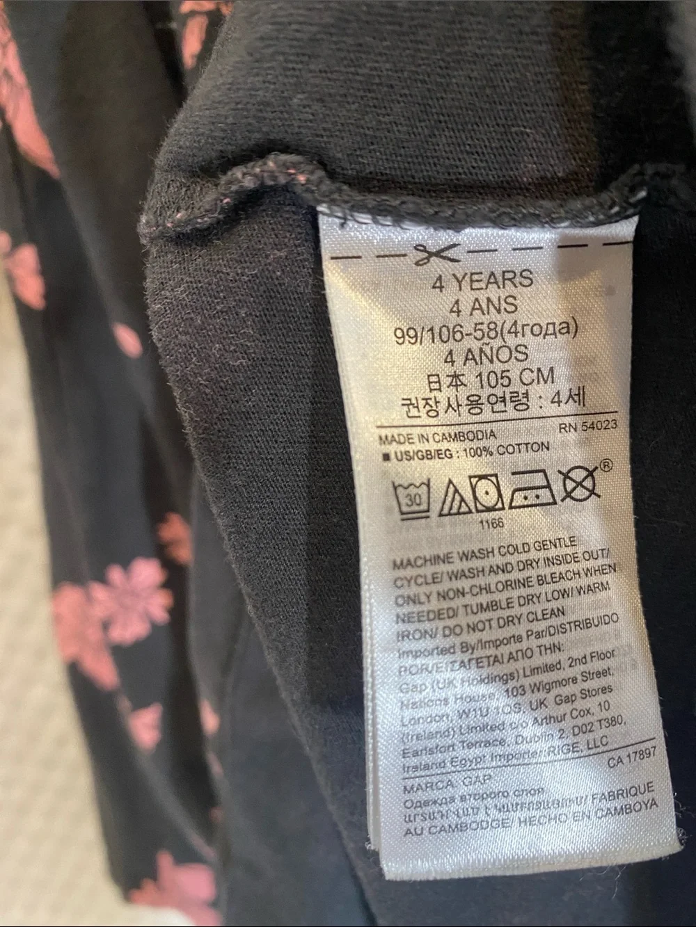 Baby GAP soft knit Charcoal gray dress with Pink Floral Print